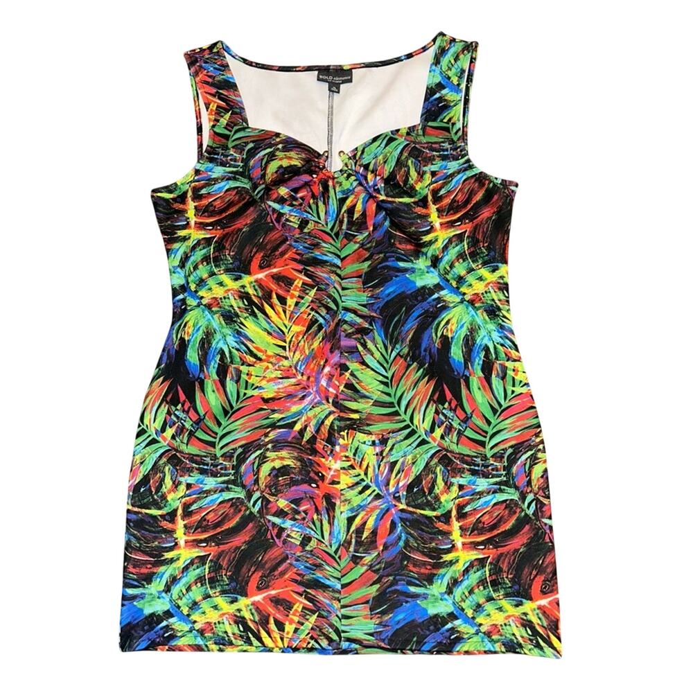 Bold Elements Cut to Curve women’s floral dress, sleeveless, form fitting, Sz XL
